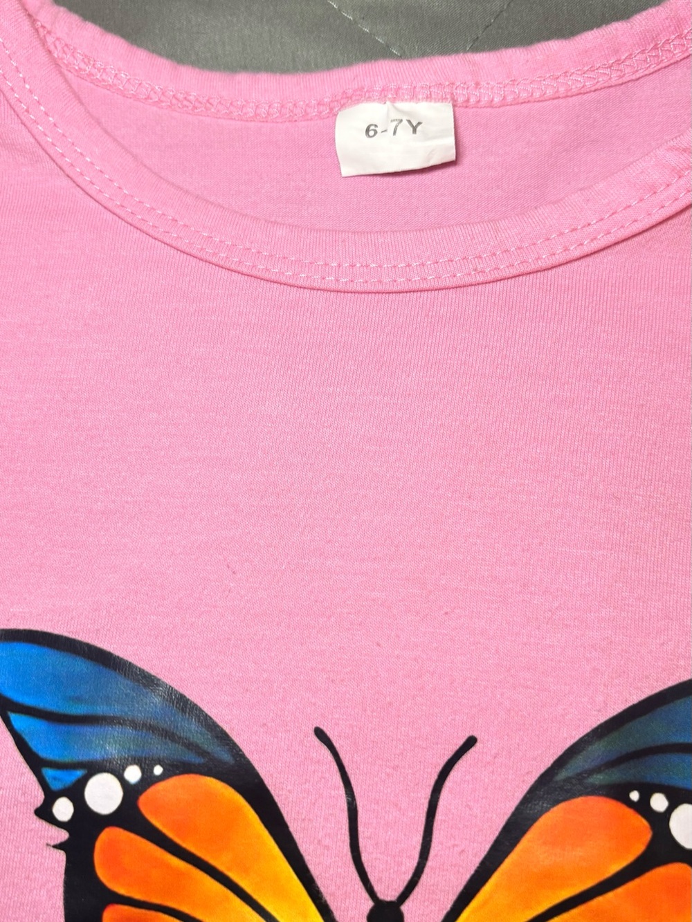 Girls Pink Butterfly Graphic Tee - Unbranded